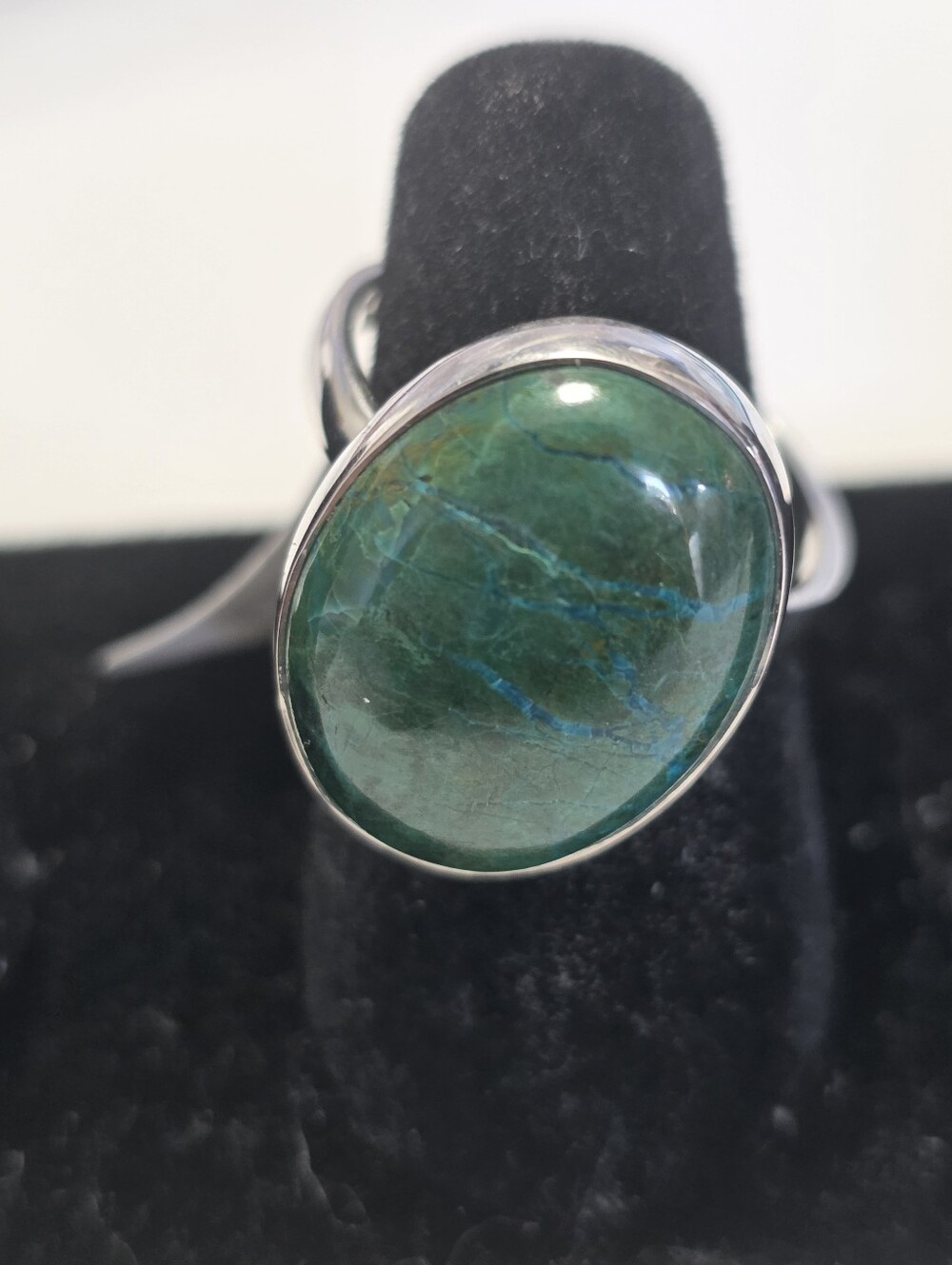 Chroysocolla Stone Sterling Silver Oval Cocktail Ring